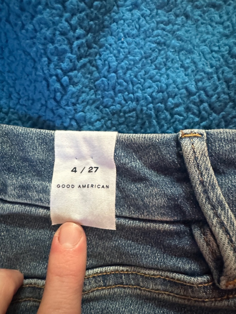 Good American Knee Panel Stitched Straight Leg Jeans Size 4/27 NWT Indigo $179 - Picture 11 of 13